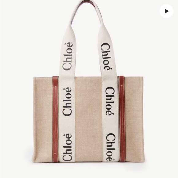 Chloe Beige and Brown Canvas Tote - Picture 1 of 6
